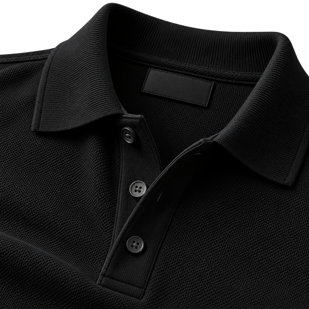Black Premium Cotton Piqué Polo Shirt | LOXVEERN