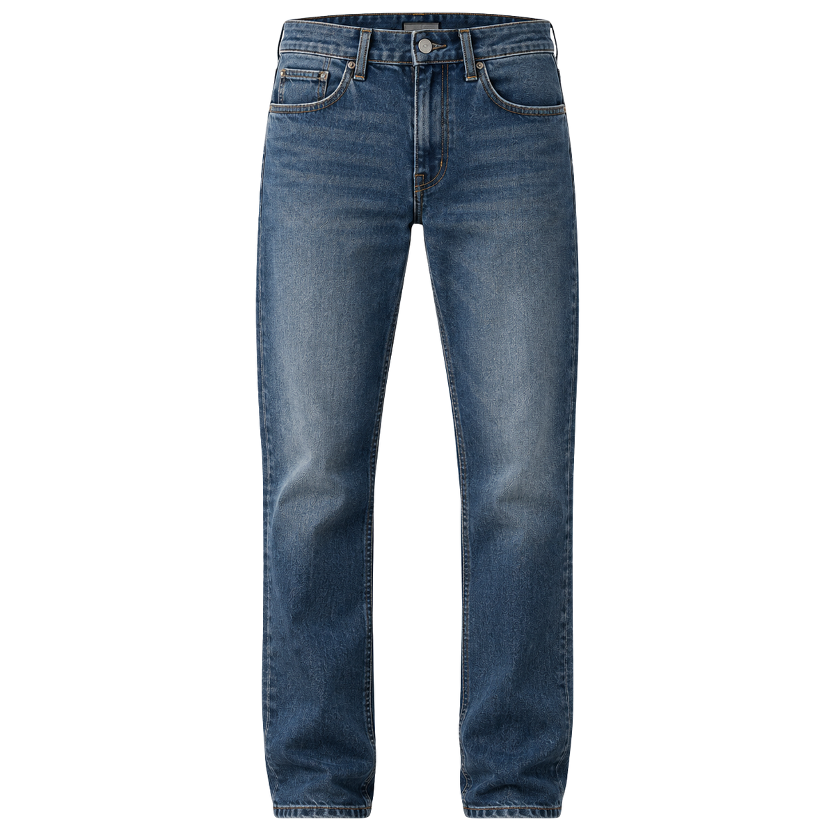 Mid-Wash Premium Straight-Fit Denim Jeans | LOXVEERN