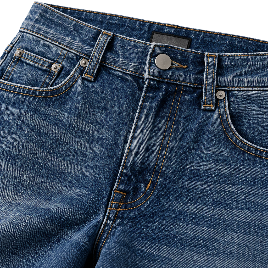 Mid-Wash Premium Straight-Fit Denim Jeans | LOXVEERN