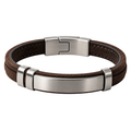 Brown Suede & Brushed Stainless Steel Bracelet | LOXVEERN