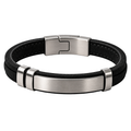 Black Suede & Brushed Stainless Steel Bracelet | LOXVEERN