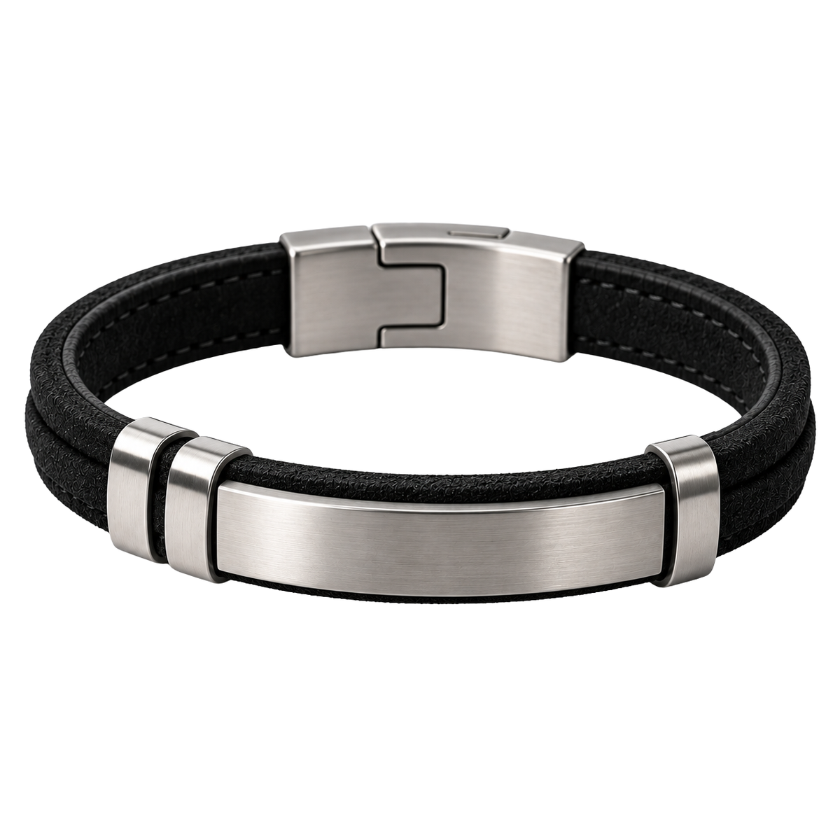 Black Suede & Brushed Stainless Steel Bracelet | LOXVEERN