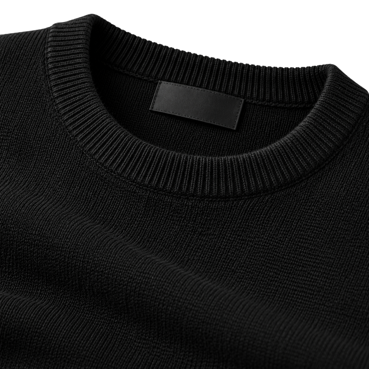 Black Fine-Knit Crewneck Sweater | LOXVEERN
