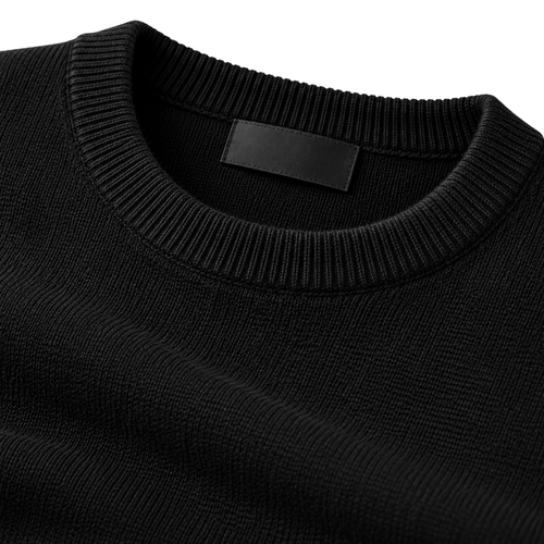 Black Fine-Knit Crewneck Sweater | LOXVEERN