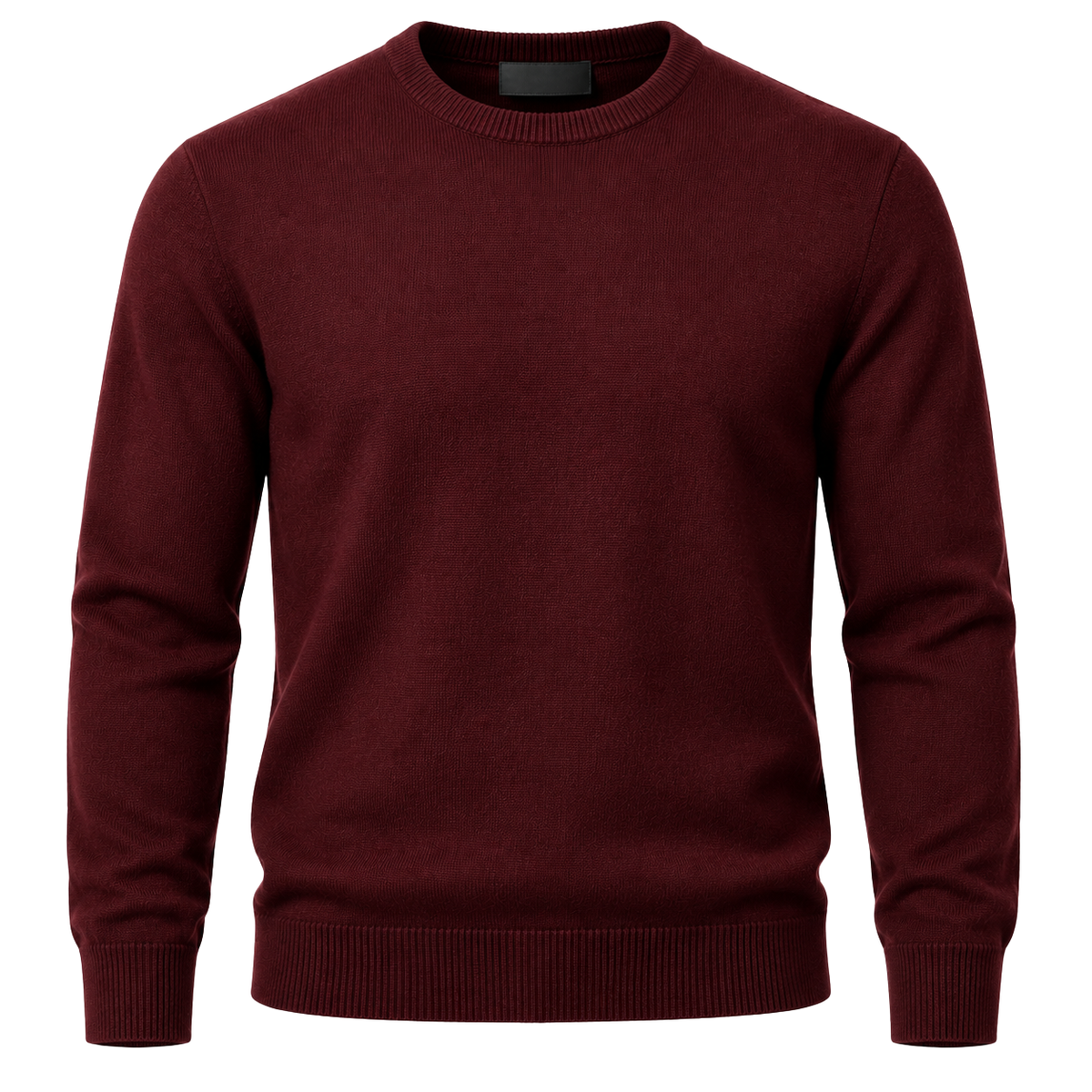 Burgundy Fine-Knit Crewneck Sweater | LOXVEERN
