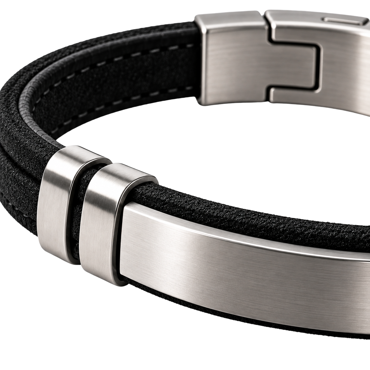 Black Suede & Brushed Stainless Steel Bracelet | LOXVEERN