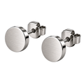 Brushed Stainless Steel Round Stud Earrings | LOXVEERN