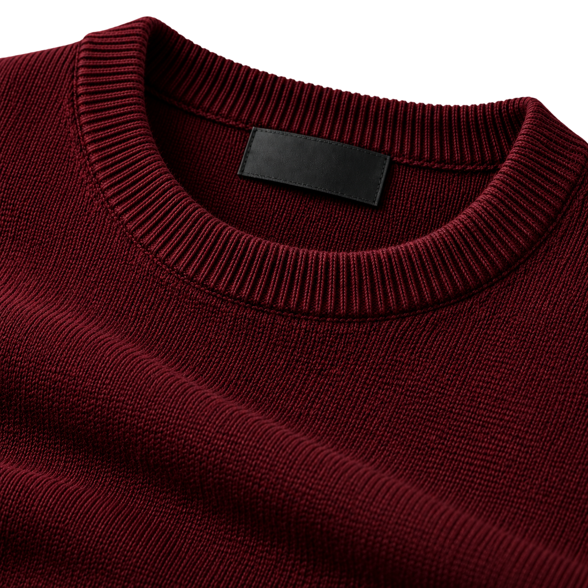 Burgundy Fine-Knit Crewneck Sweater | LOXVEERN