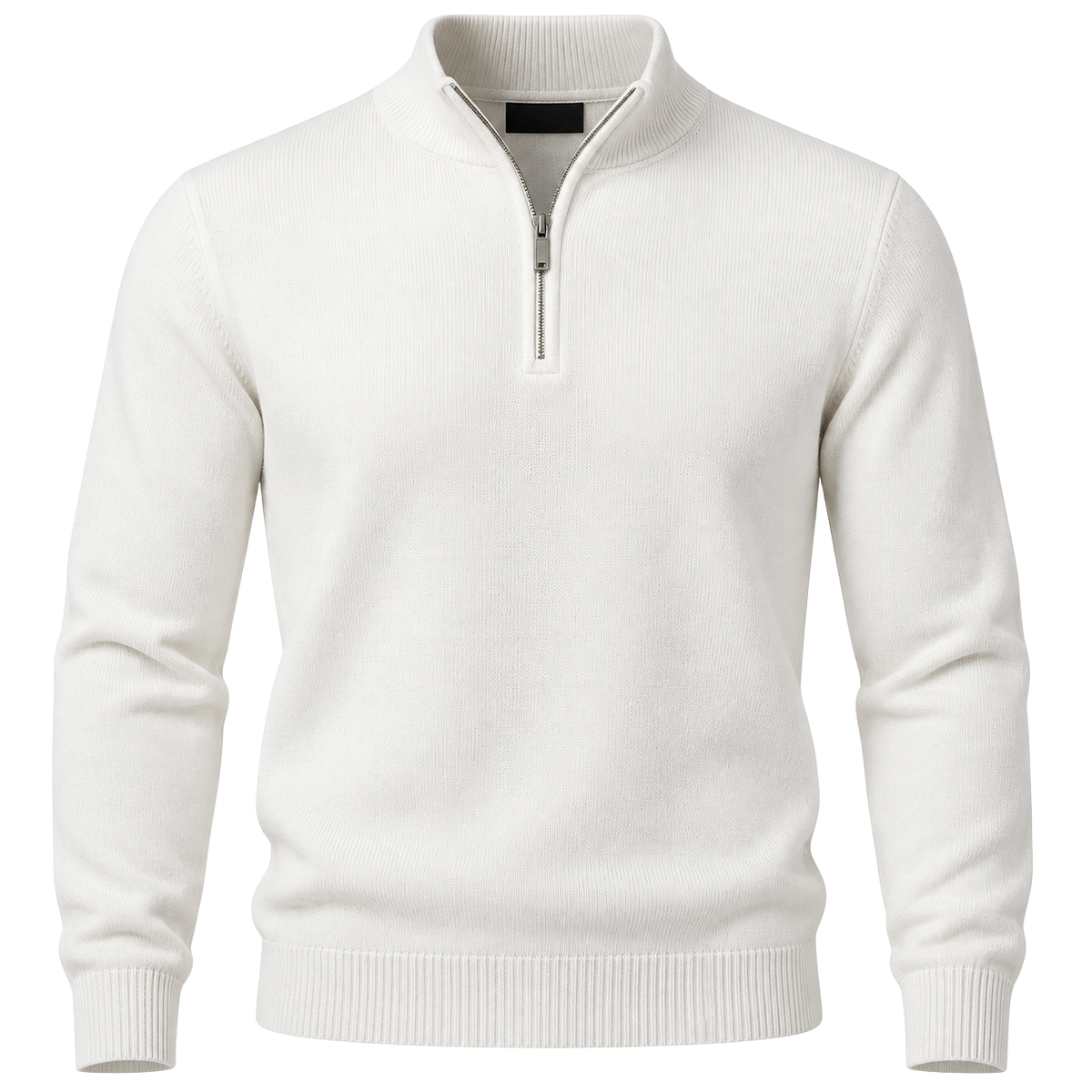 Ivory Fine-Knit Quarter-Zip Sweater | LOXVEERN