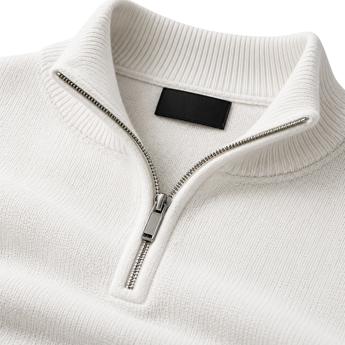 Ivory Fine-Knit Quarter-Zip Sweater | LOXVEERN