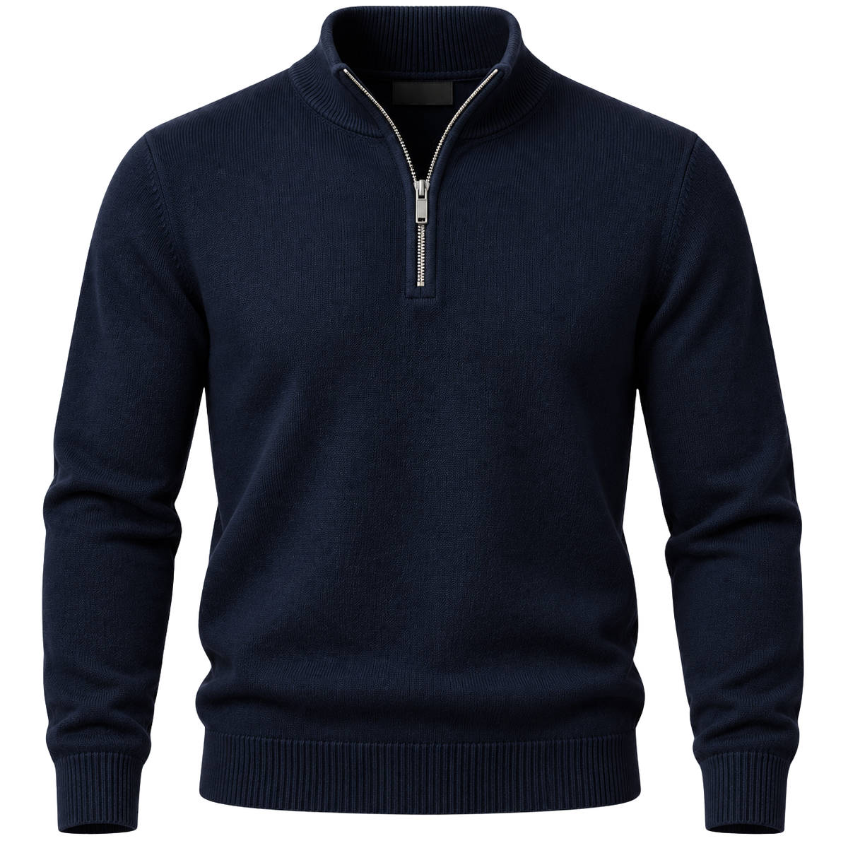 Navy Fine-Knit Quarter-Zip Sweater | LOXVEERN