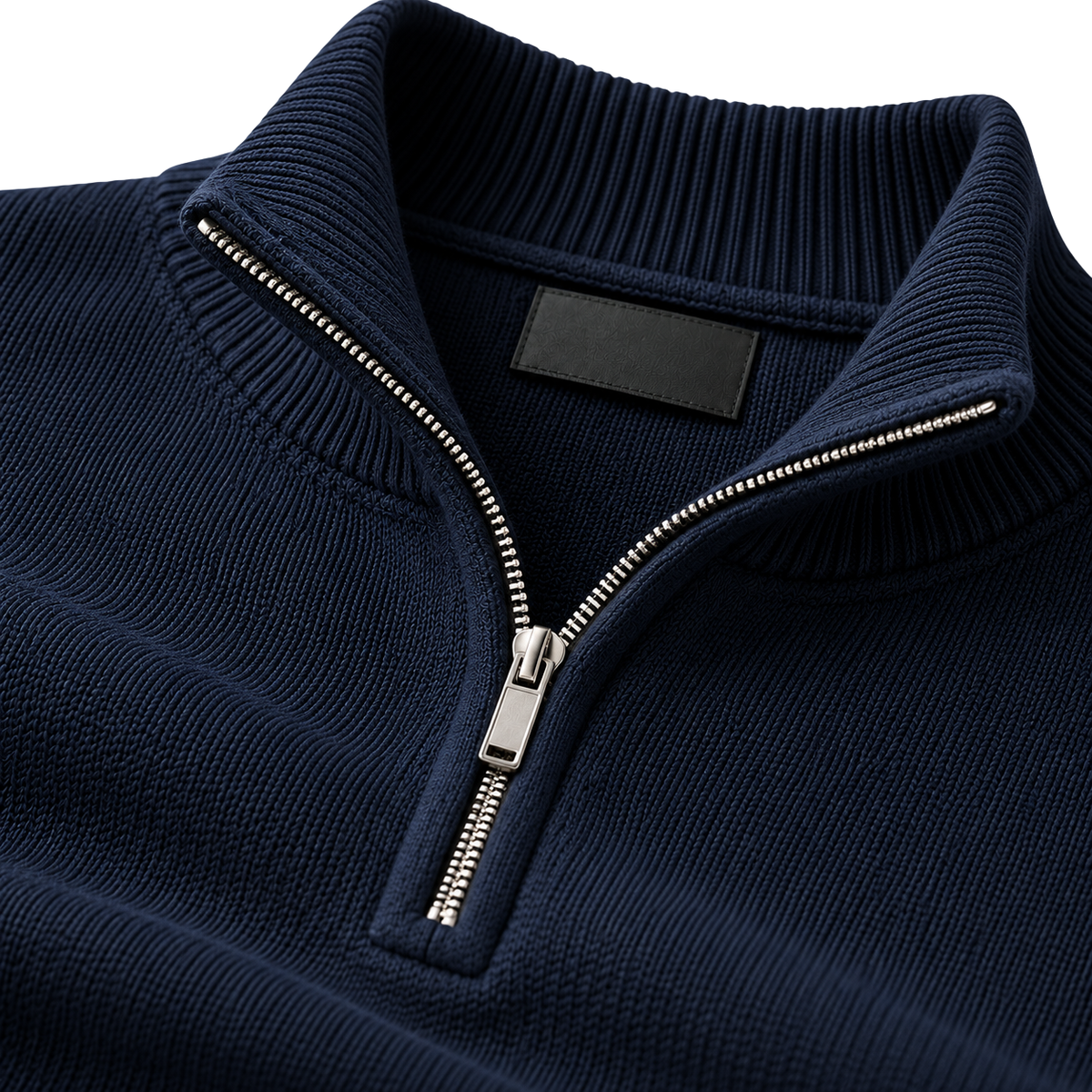 Navy Fine-Knit Quarter-Zip Sweater | LOXVEERN